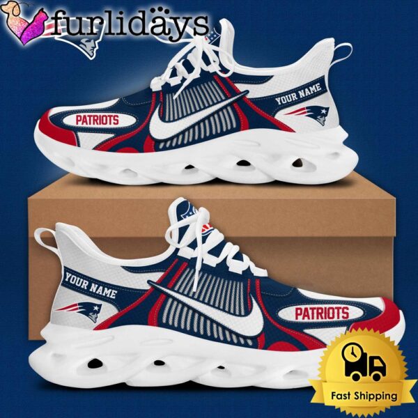 NFL New England Patriots Blue White Stripes Logo Custom Clunky Max Soul Shoes