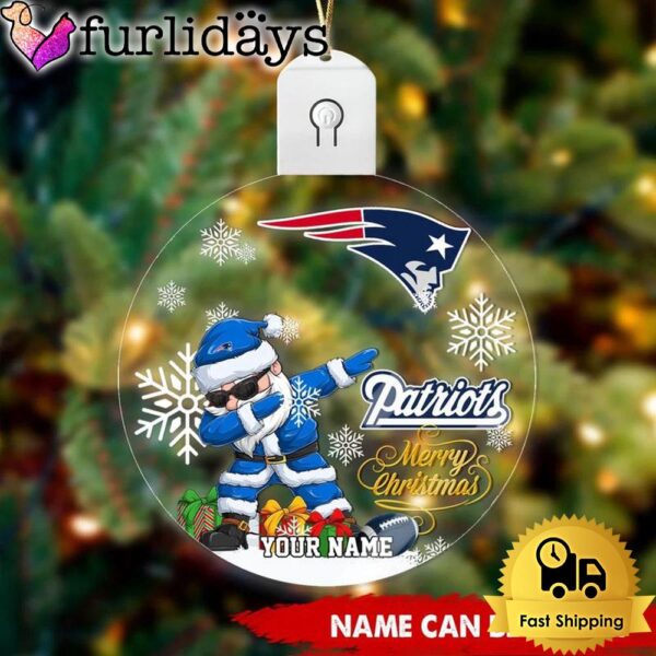 NFL New England Patriots Dabbing Santa Custom Circle Led Acrylic Ornament