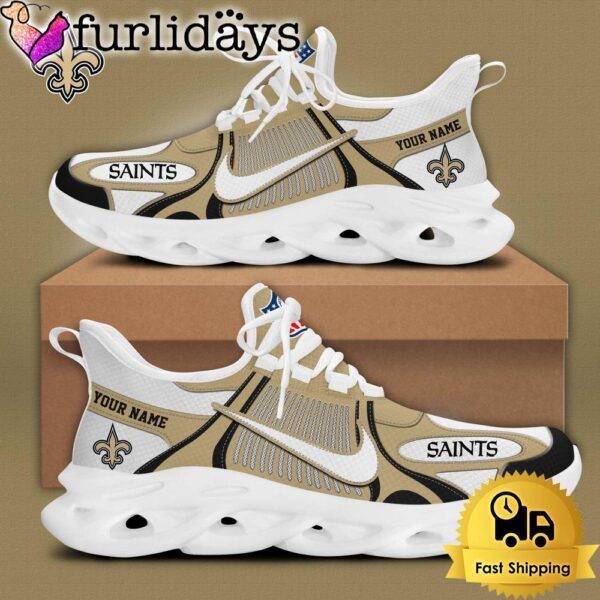 NFL New Orleans Saints Blue White Stripes Logo Custom Clunky Max Soul Shoes