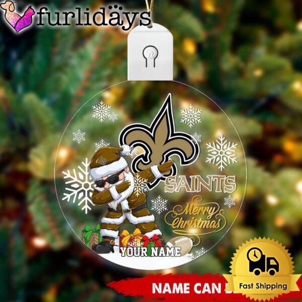 NFL New Orleans Saints Dabbing Santa Custom Circle Led Acrylic Ornament