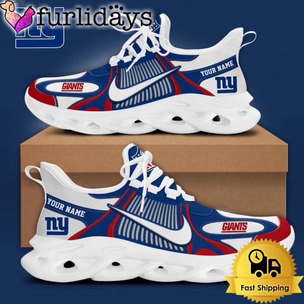 NFL New York Giants Blue White Stripes Logo Custom Clunky Max Soul Shoes