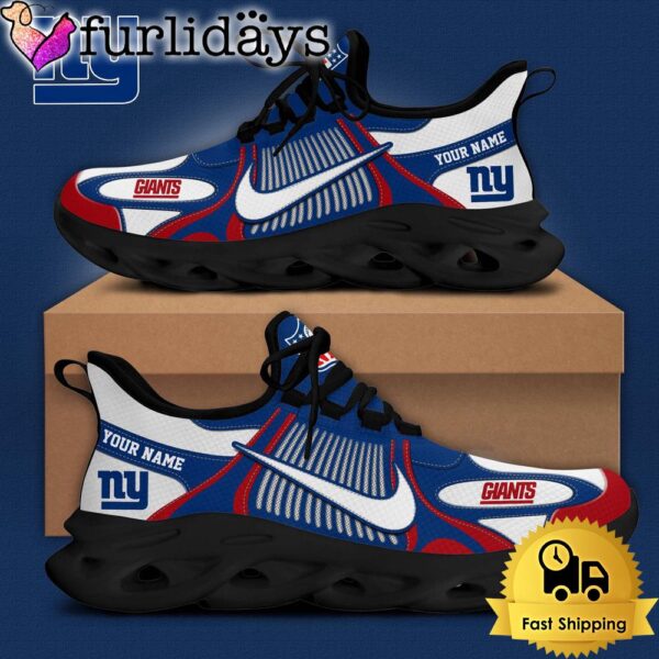 NFL New York Giants Blue White Stripes Logo Custom Clunky Max Soul Shoes