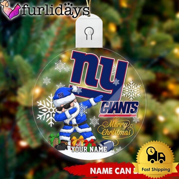 NFL New York Giants Dabbing Santa Custom Circle Led Acrylic Ornament