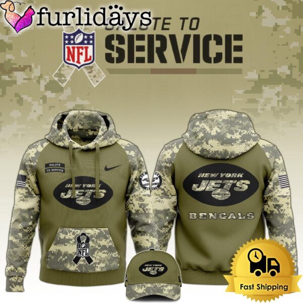 NFL New York Jets 2024 Salute to Service Club Green Camo Hoodie Best Veterans Day Gift