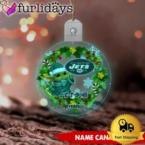 NFL New York Jets Baby Yoda Custom Circle Led Acrylic Ornament