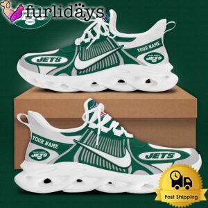 NFL New York Jets Blue White Stripes Logo Custom Clunky Max Soul Shoes