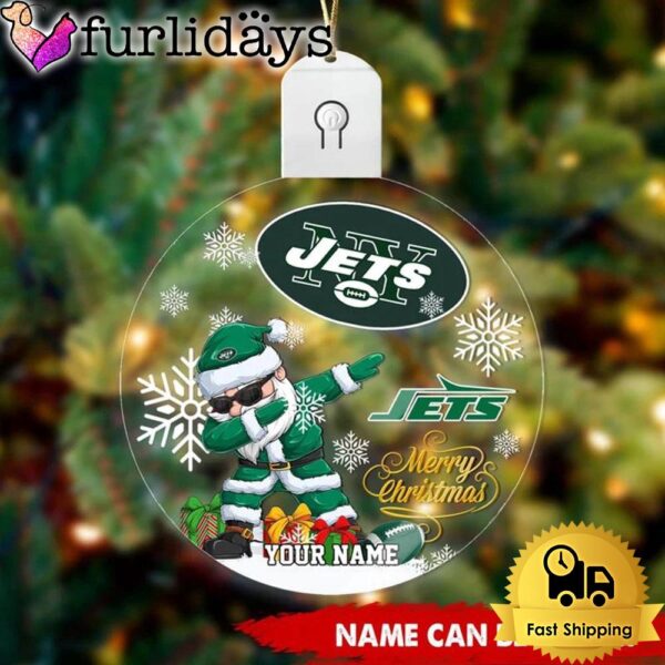 NFL New York Jets Dabbing Santa Custom Circle Led Acrylic Ornament