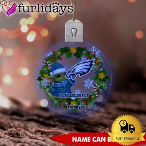 NFL Philadelphia Eagles Baby Yoda Custom Circle Led Acrylic Ornament