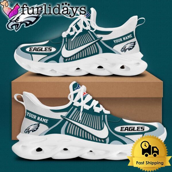 NFL Philadelphia Eagles Blue White Stripes Logo Custom Clunky Max Soul Shoes