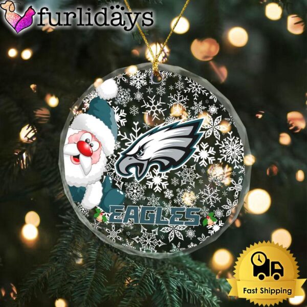 NFL Philadelphia Eagles Christmas Love Snow Crystal Glass Ornament