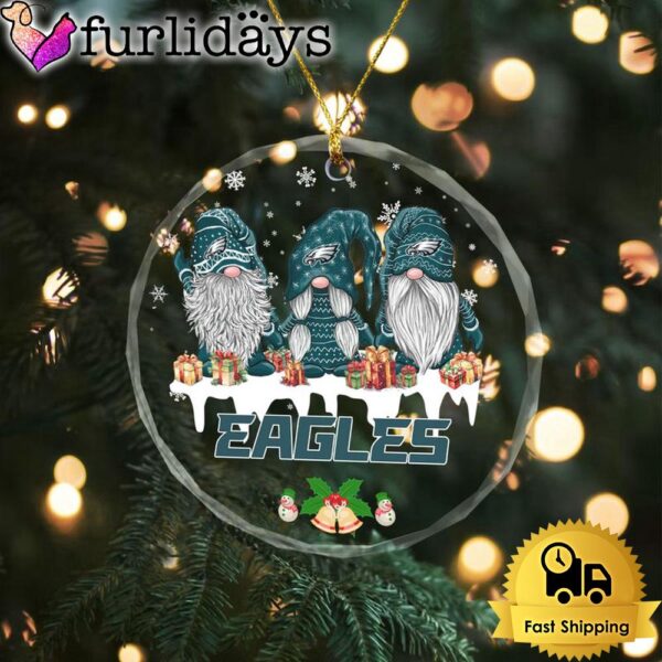 NFL Philadelphia Eagles Cute Dwarfs Christmas Crystal Glass Ornament