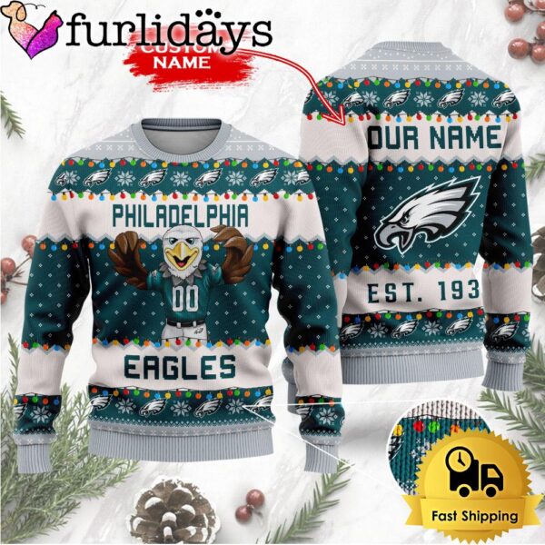 NFL Philadelphia Eagles Cute Mascot Custom Ugly Christmas Sweater