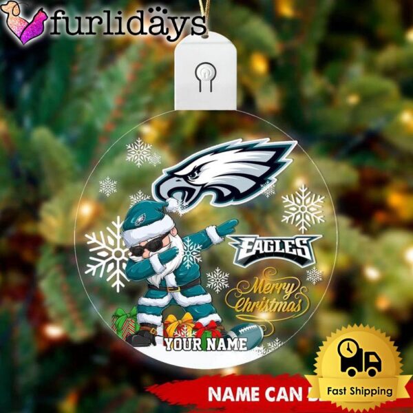 NFL Philadelphia Eagles Dabbing Santa Custom Circle Led Acrylic Ornament