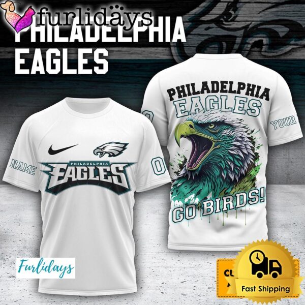 NFL Philadelphia Eagles Go Birds Custom White T Shirt