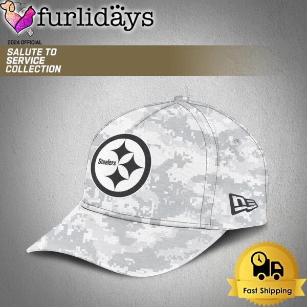 NFL Pittsburgh Steelers Arctic White Camo 2024 Salute to Service Baseball Cap