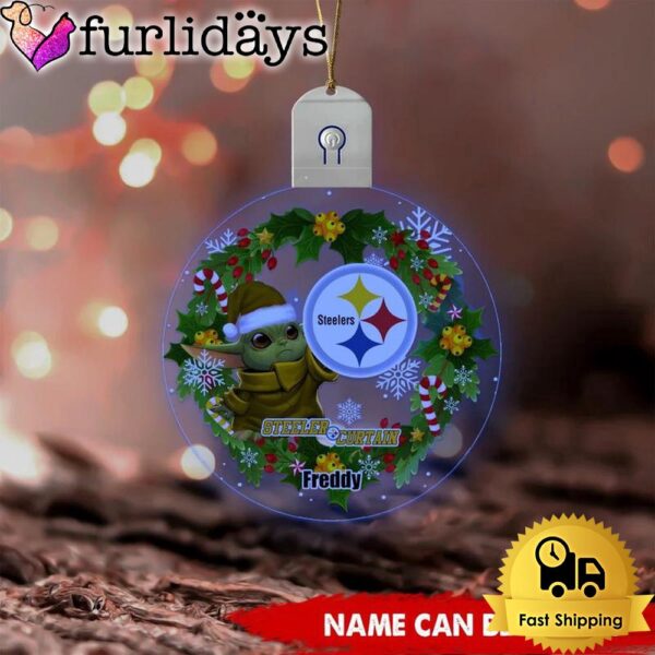 NFL Pittsburgh Steelers Baby Yoda Custom Circle Led Acrylic Ornament