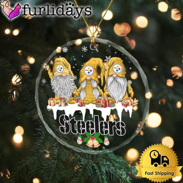 NFL Pittsburgh Steelers Cute Dwarfs Christmas Crystal Glass Ornament