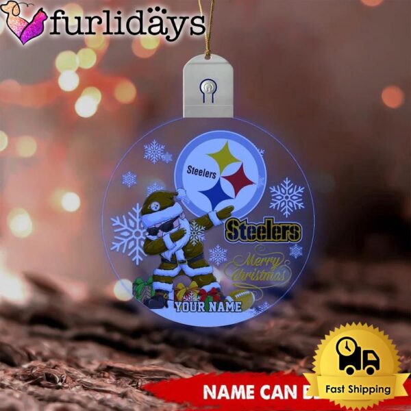 NFL Pittsburgh Steelers Dabbing Santa Custom Circle Led Acrylic Ornament