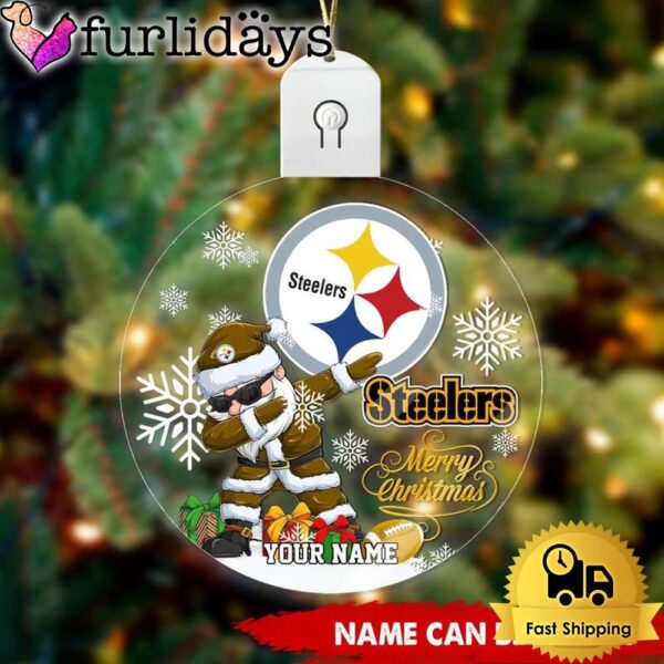 NFL Pittsburgh Steelers Dabbing Santa Custom Circle Led Acrylic Ornament