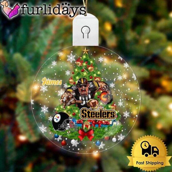 NFL Pittsburgh Steelers Raging Warrior Custom Circle Led Acrylic Ornament