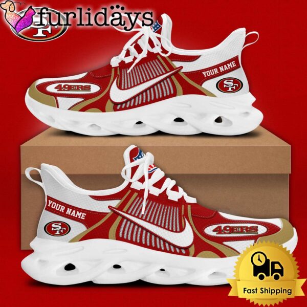 NFL San Francisco 49ers Blue White Stripes Logo Custom Clunky Max Soul Shoes