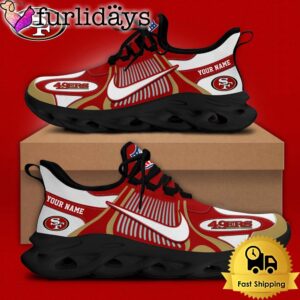 NFL San Francisco 49ers Blue White Stripes Logo Custom Clunky Max Soul Shoes