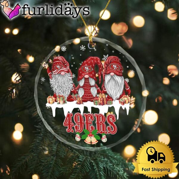 NFL San Francisco 49ers Cute Dwarfs Christmas Crystal Glass Ornament