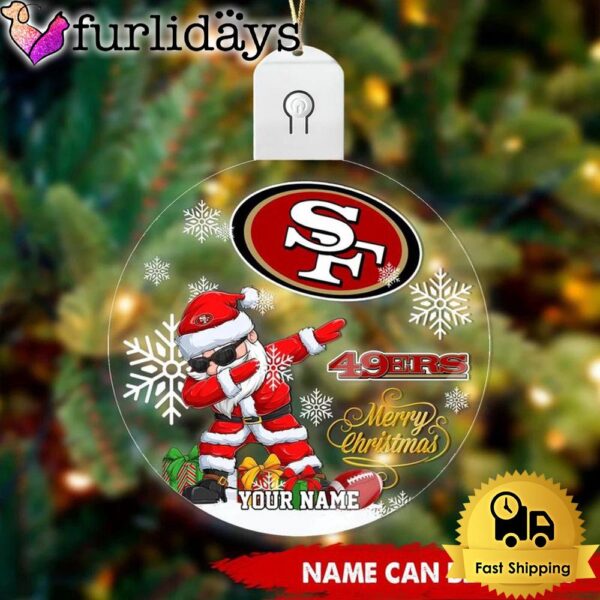 NFL San Francisco 49ers Dabbing Santa Custom Circle Led Acrylic Ornament