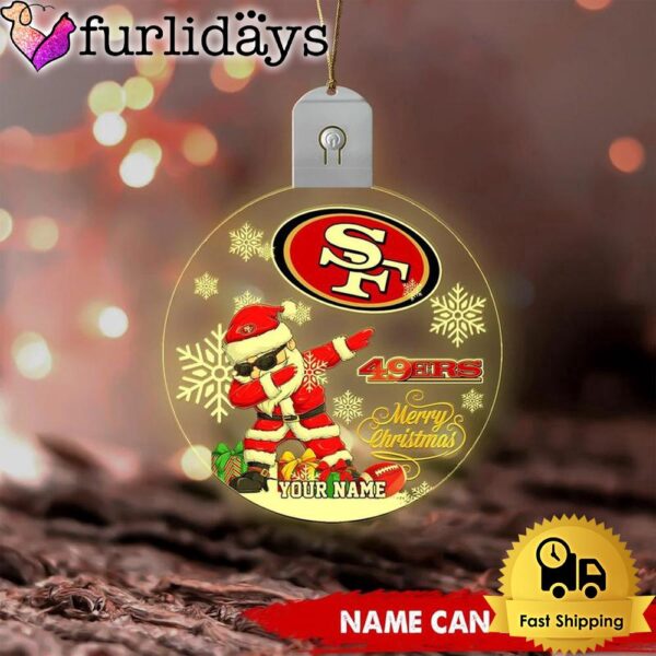 NFL San Francisco 49ers Dabbing Santa Custom Circle Led Acrylic Ornament