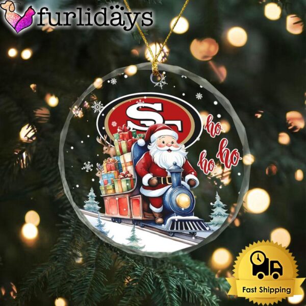 NFL San Francisco 49ers Santa Is Coming Christmas Crystal Glass Ornament