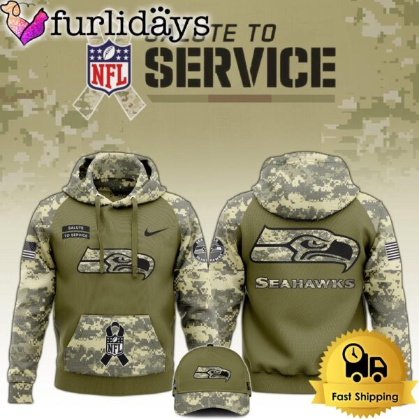 NFL Seattle Seahawks 2024 Salute to Service Club Green Camo Hoodie Best Veterans Day Gift