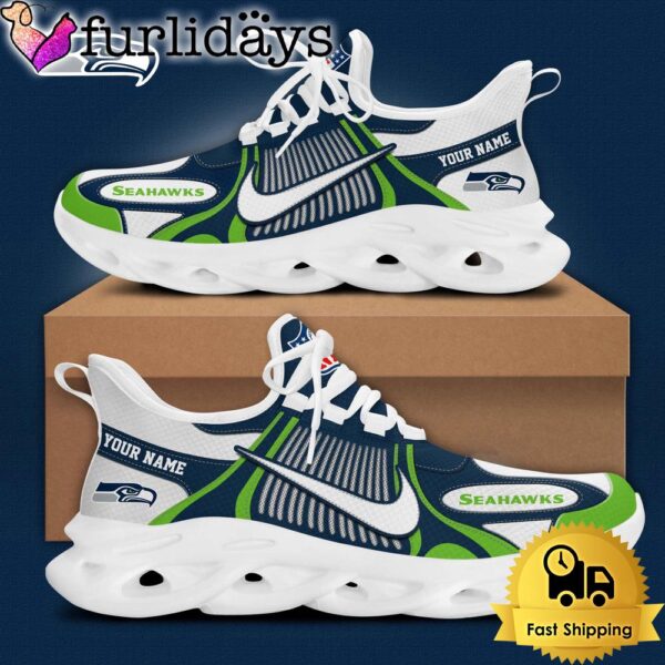 NFL Seattle Seahawks Blue White Stripes Logo Custom Clunky Max Soul Shoes