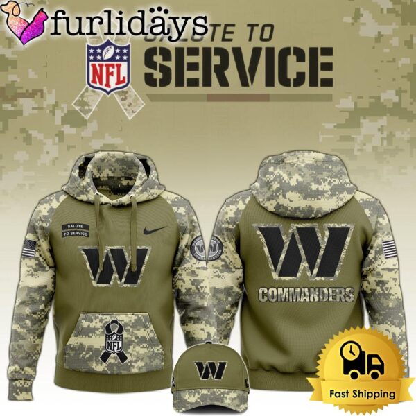 NFL Washington Commanders 2024 Salute to Service Club Green Camo Hoodie Best Veterans Day Gift