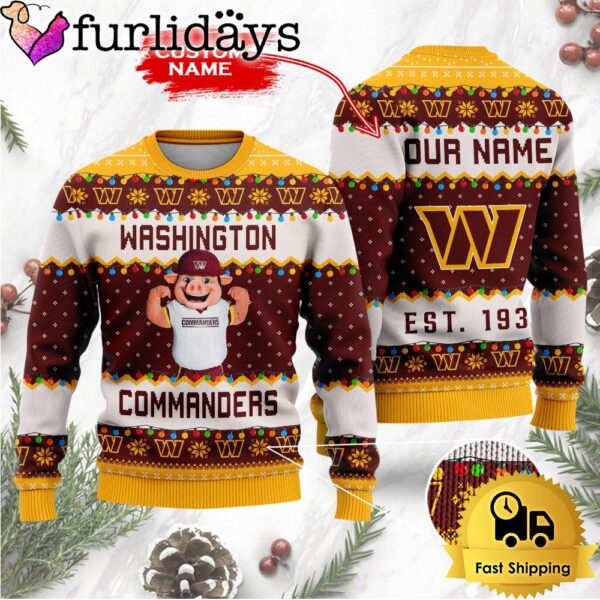 NFL Washington Commanders Cute Mascot Custom Ugly Christmas Sweater