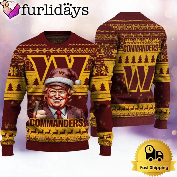 NFL Washington Commanders Donald Trump Ugly Christmas Sweater