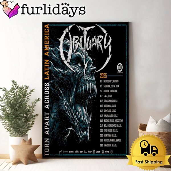 Obituary Torn Apart Across Latin America 2025 Poster Canvas