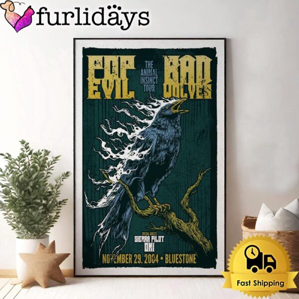 Pop Evil And Bad Wolves Tour At The Animal Insinct In Columbus, OH On Nov 29 2024 Poster Canvas