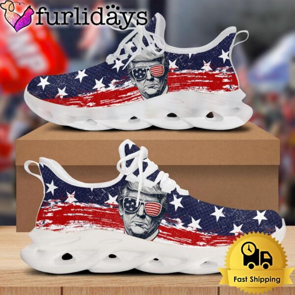 President Donald Trump With Flag US Max Soul Shoes