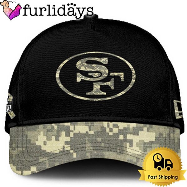 San Francisco 49ers 2024 Salute to Service Club Black Camo Cap Gift For Veteran