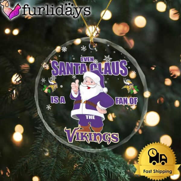 Santa Love NFL Minnesota Vikings Christmas Crystal Glass Ornament