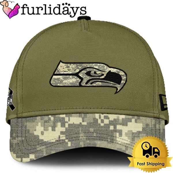 Seattle Seahawks 2024 Salute to Service Club Green Camo Cap Gift For Veteran