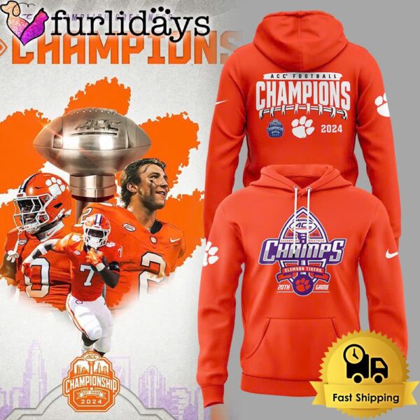 Clemson Tigers 2024 ACC Football Conference Champions Orange Hoodie