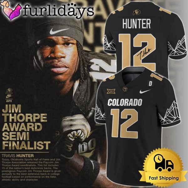 Colorado Buffaloes Heisman Travis Hunter Black Football Jersey With Signature