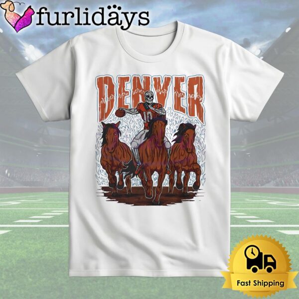 Denver Broncos Skeleton Football T Shirt