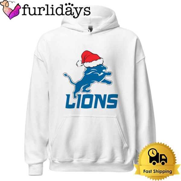 Detroit Lions Logo Christmas Santa Hat T Shirt