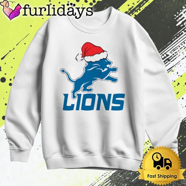 Detroit Lions Logo Christmas Santa Hat T Shirt