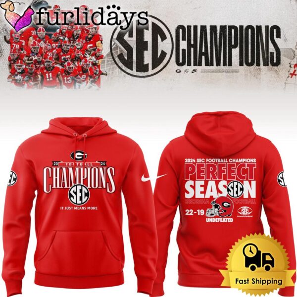 Georgia Bulldogs 2024 SEC Football Champions Perfect Season Red Hoodie