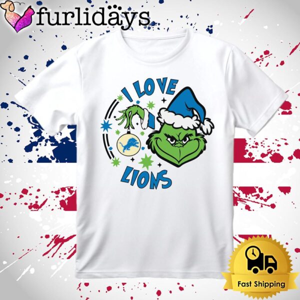 Grinch I Love Detroit Lions Christmas T Shirt