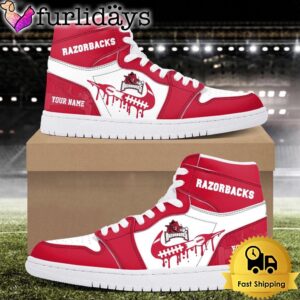 NCAA Arkansas Razorbacks Grunge Style Custom Air Jordan 1 Shoes