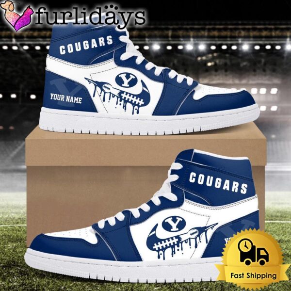 NCAA BYU Cougars Grunge Style Custom Air Jordan 1 Shoes